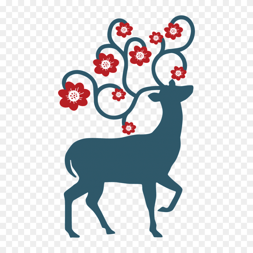 1024x1024 Hand Painted Sika Deer Silhouette Transparent Free Png Download - Hand Silhouette PNG