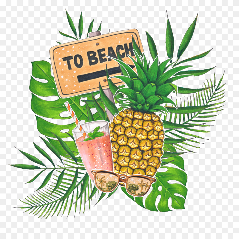 1024x1024 Hand Painted Tropical Fruit Drink Png Transparent Free Png - Tropical Drink PNG