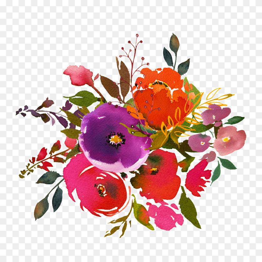 1024x1024 Ручная Роспись Акварель Цветок Png Прозрачный На Рисовой Бумаге - Живопись Png