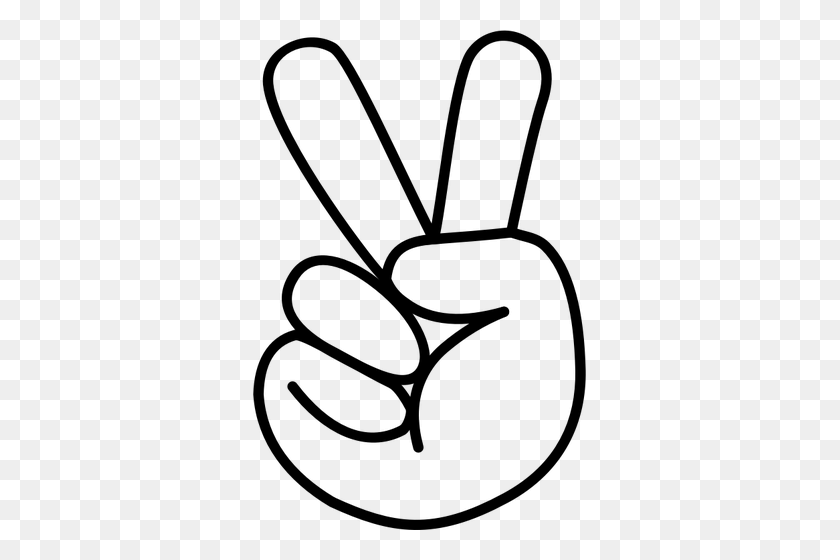 333x500 Hand Peace Sign - Peace Sign Clipart Black And White