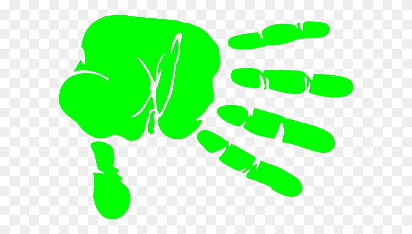 600x418 Hand Print Green Clipart - Handprint Clipart