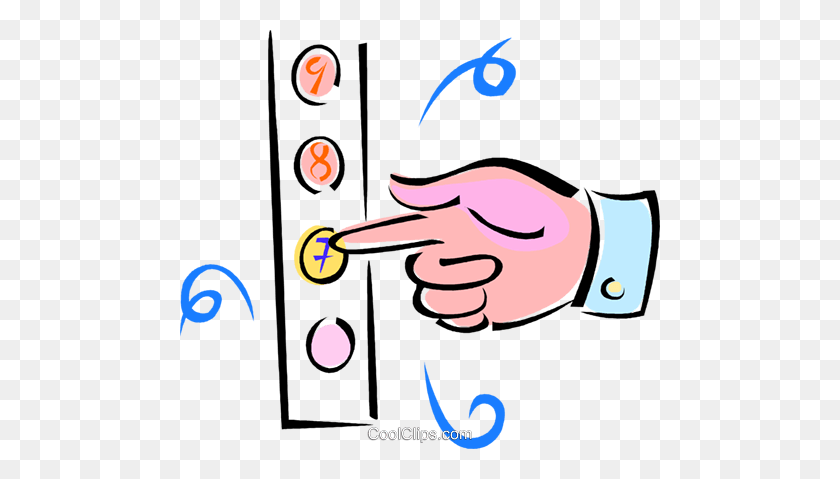 480x419 Hand Pushing Elevator Buttons Royalty Free Vector Clip Art - Elevator Clipart
