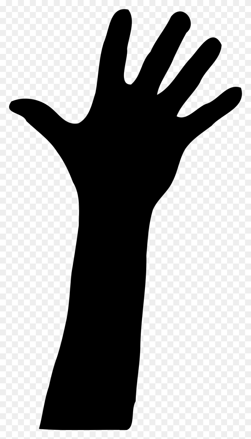 1155x2083 Hand Silhouette Group With Items - Raise Hand Clipart