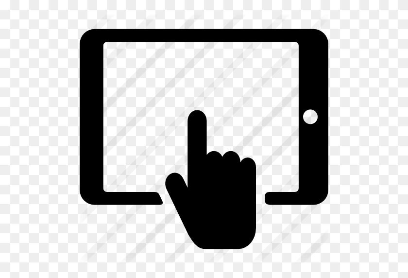 512x512 Hand Touching Tablet Screen - Computer Screen PNG