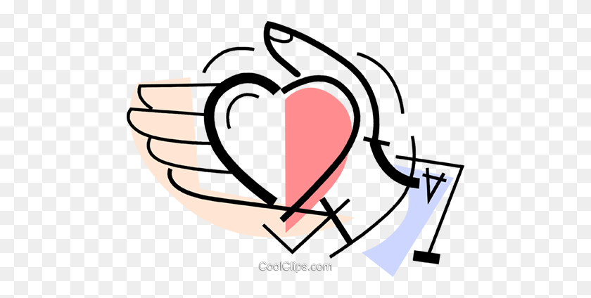 480x364 Hand With A Heart In It Royalty Free Vector Clip Art Illustration - Heart With Hands Clipart