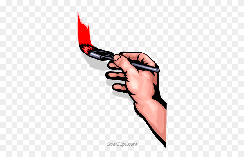 308x480 Hand With A Paintbrush Royalty Free Vector Clip Art Illustration - Paint Brush Clip Art PNG