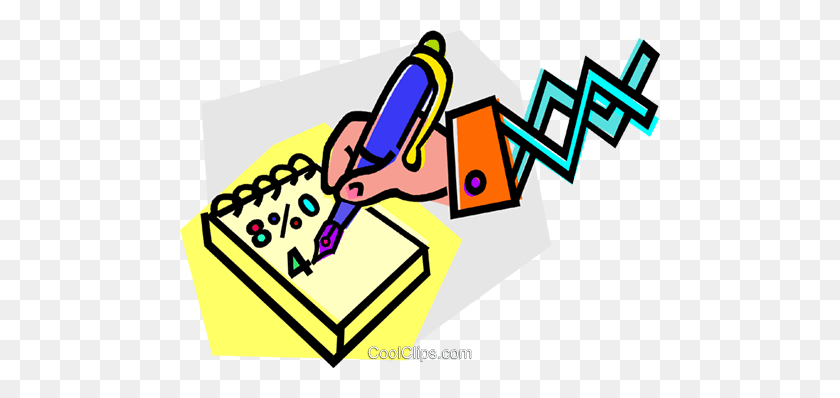 480x338 Hand With A Pen Writing On Paper Royalty Free Vector Clip Art - Writing On Paper Clipart