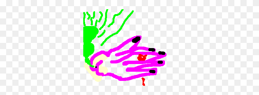 300x250 Рука С Окровавленным Средним Пальцем Пердит Зеленый - Кровавая Рука Png