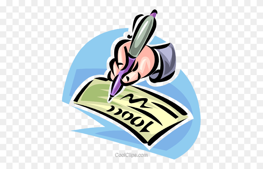 443x480 Hand With Fountain Pen Signing A Check Royalty Free Vector Clip - Fountain Pen Clipart
