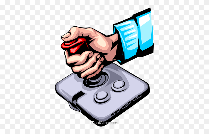 399x480 Hand With Joystick Royalty Free Vector Clip Art Illustration - Mano Clipart