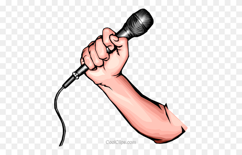 464x480 Hand With Microphone Royalty Free Vector Clip Art Illustration - Microphone Vector PNG