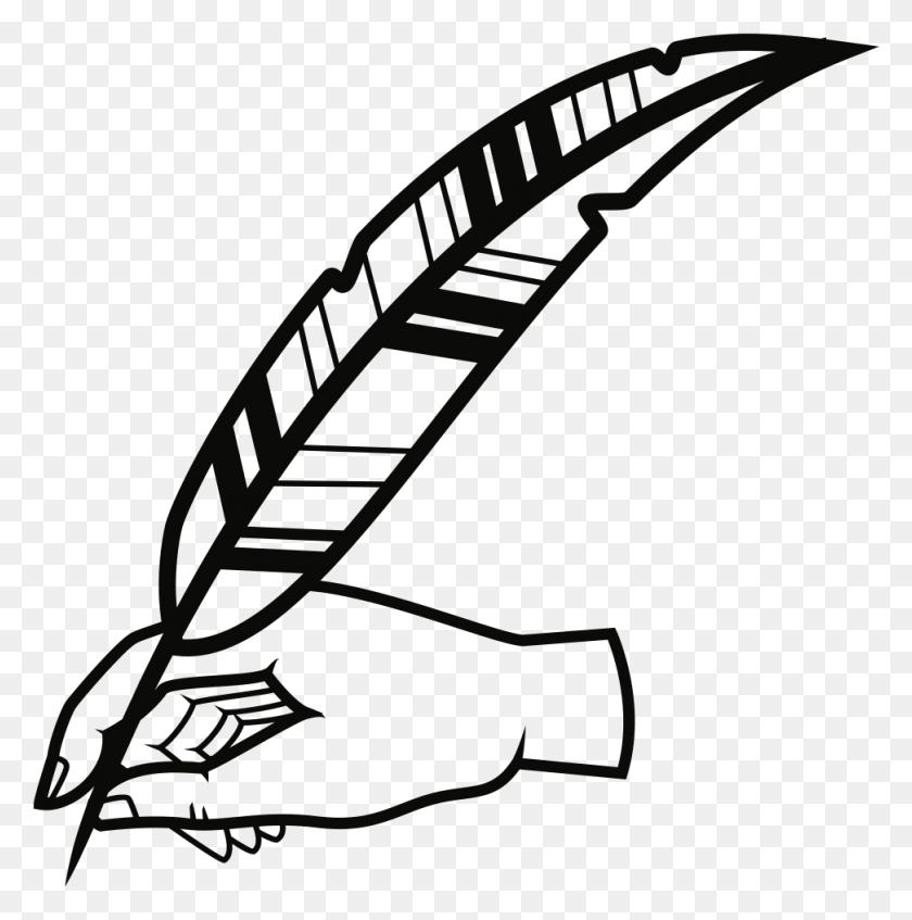 972x981 Hand With Quill Pen - Quill PNG