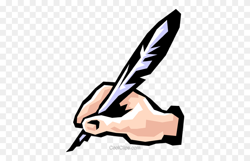 398x480 Hand Writing With Feathers Royalty Free Vector Clip Art - Writing Clipart Transparent