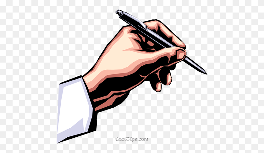 480x429 Hand Writing With Pen Royalty Free Vector Clip Art Illustration - Pen Clipart PNG