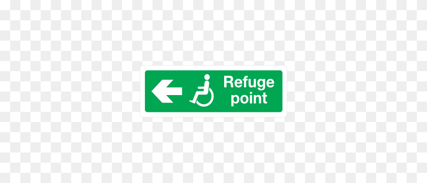 300x300 Handicap Refuge Point Left Sign Sticker - Handicap Sign PNG