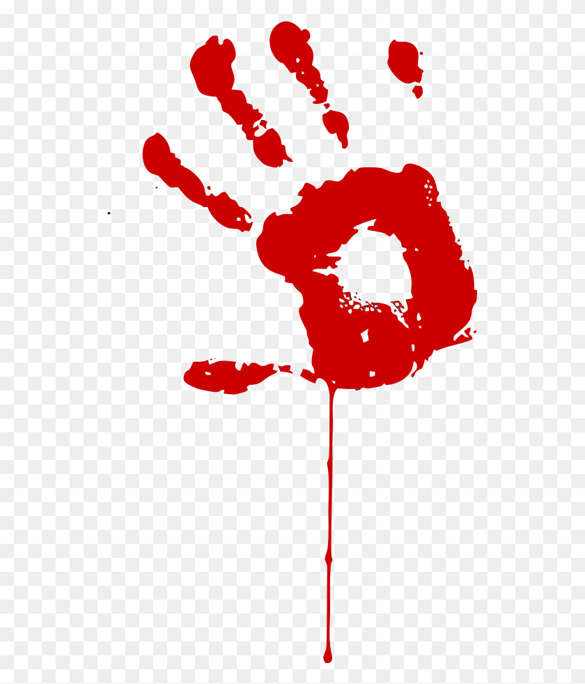 532x921 Handprint Clipart Bloody - Blood Hand PNG