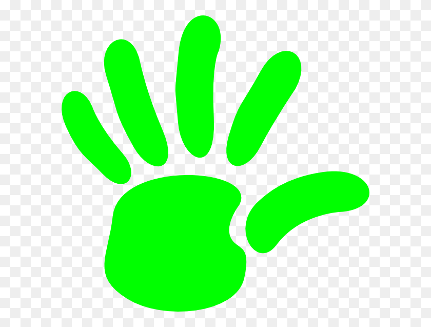 600x577 Handprint Outline Green Hand Print Clip Art - Handprint Clipart Free