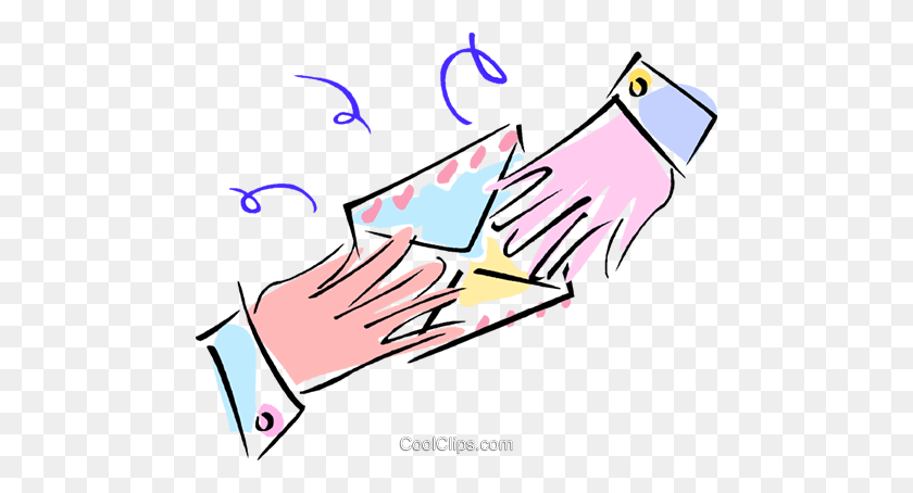 480x394 Hands Passing A Personal Letter Royalty Free Vector Clip Art - Letter A Clipart