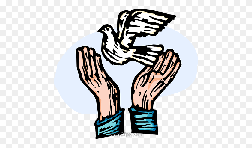 480x434 Hands Releasing A Peace Dove Royalty Free Vector Clip Art - Free Clipart Dove Of Peace