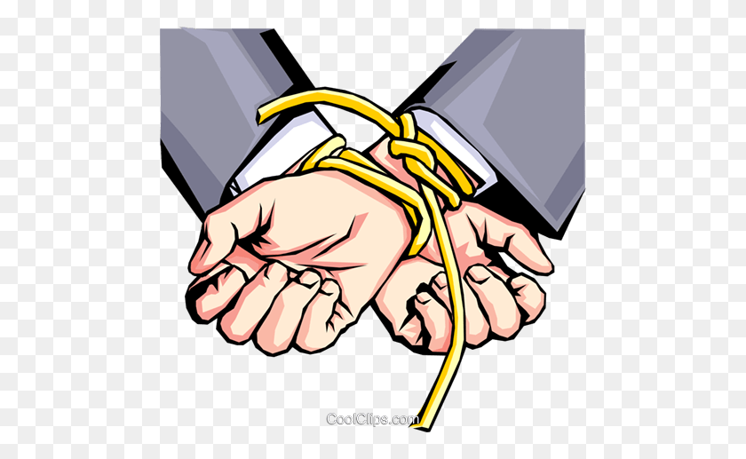 480x457 Hands Tied With Rope Royalty Free Vector Clip Art Illustration - Rope Clipart