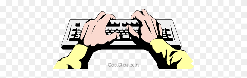 480x205 Hands Typing Royalty Free Vector Clip Art Illustration - Typing Clipart