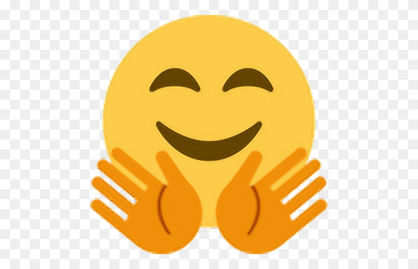 480x480 Hands Wave Hug Emoji Emoticon Face Expression Feeling - Wave Emoji PNG