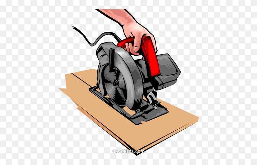 460x480 Hands With A Power Saw Royalty Free Vector Clip Art Illustration - Circular Saw Clipart