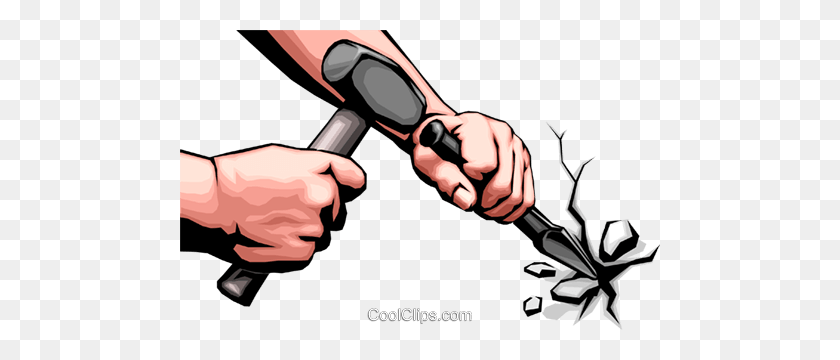 480x300 Hands With Chisel Royalty Free Vector Clip Art Illustration - Chisel Clipart