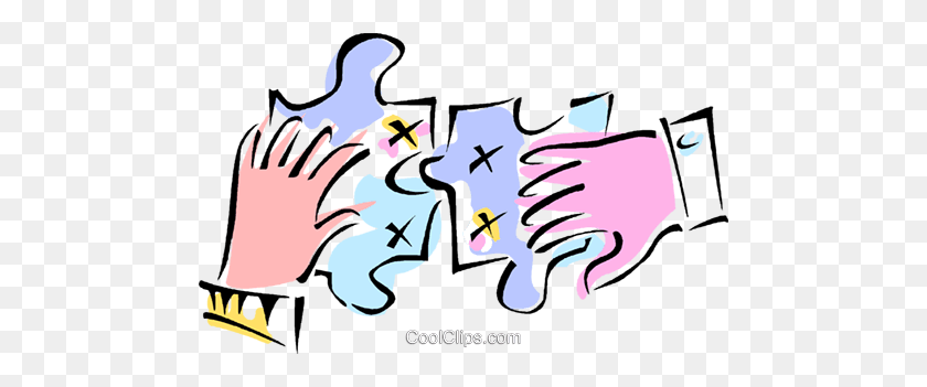 480x291 Hands With Puzzle Pieces Royalty Free Vector Clip Art Illustration - Puzzle Piece Clipart