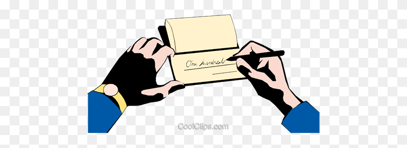 480x247 Hands Writing A Check Royalty Free Vector Clip Art Illustration - Writing Clipart PNG