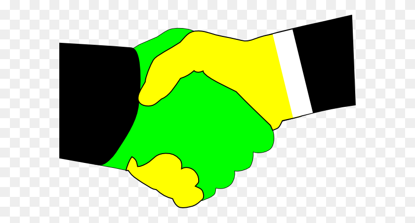 600x393 Handshake Green Yellow Clip Art - Handshake Clipart