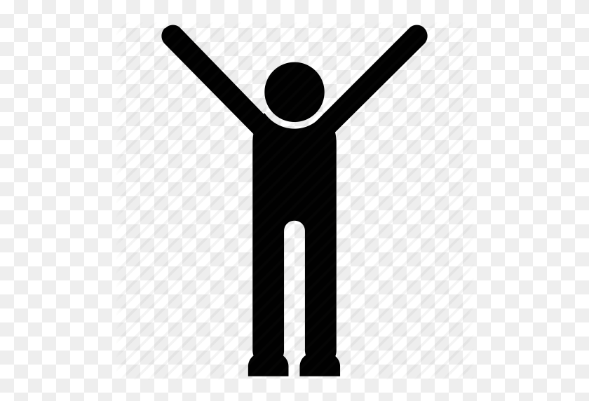 512x512 Handsup, Happy Person, Joyful, Person With Hands Up, Raised Hands Icon - Happy Person PNG
