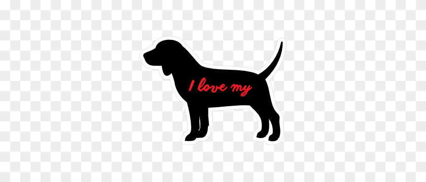 300x300 Handwritten I Love My Beagle Silhouette Sticker - Beagle PNG