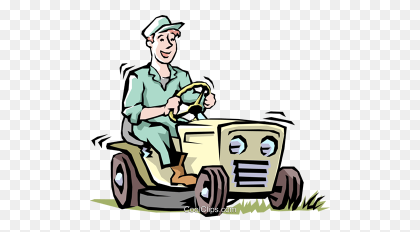 480x404 Handymen Royalty Free Vector Clip Art Illustration - Riding Lawn Mower Clipart