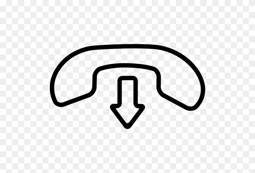 512x512 Hang Call Interface Symbol Of An Auricular And An Arrow Pointing - Arrow Pointing Down PNG