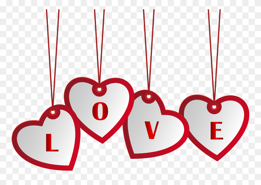 8000x5504 Hanging Love Hearts Png - Valentines Day PNG