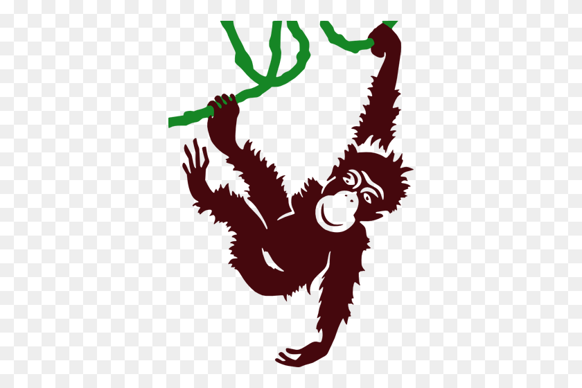 354x500 Hanging Monkey Vector Clip Art - Monkey Hanging From A Tree Clipart
