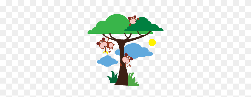 265x265 Hanging Monkey Wall Decals Dezign With A Z - Monkey Hanging From A Tree Clipart