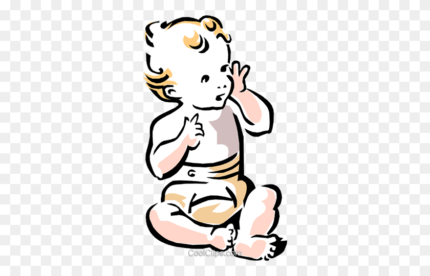 282x480 Happy Baby In Diapers Royalty Free Vector Clip Art Illustration - Happy Baby Clipart