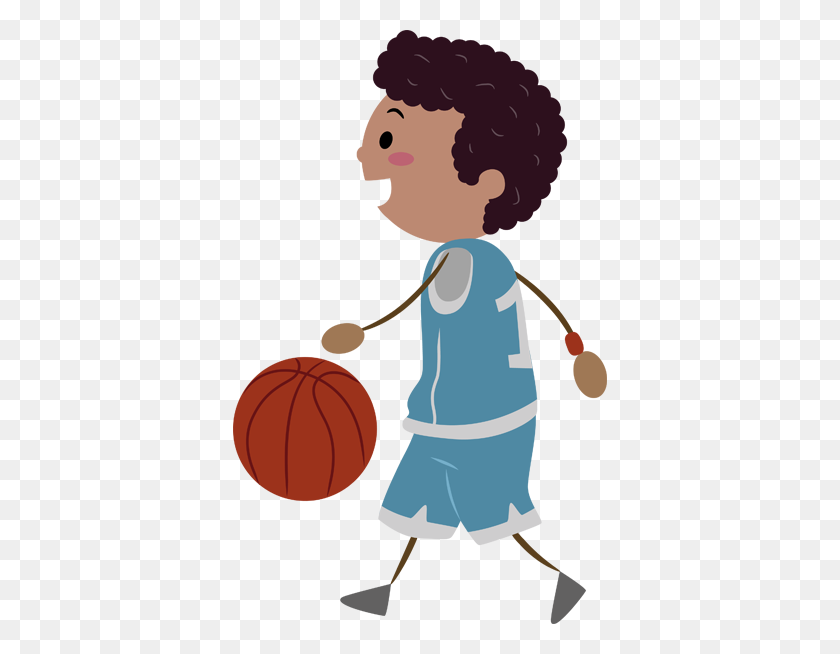 374x594 Happy Basketball Player Kids Sticker - Kids Playing Basketball Clipart