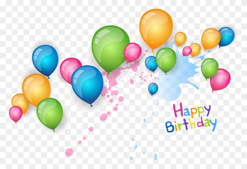858x569 Happy Birthday Balloon Png Happy Birthday World - Happy Birthday Balloons PNG