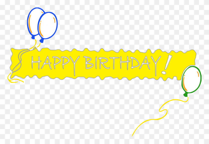 850x567 Happy Birthday Banner Png Transparent Images - Yellow Banner PNG