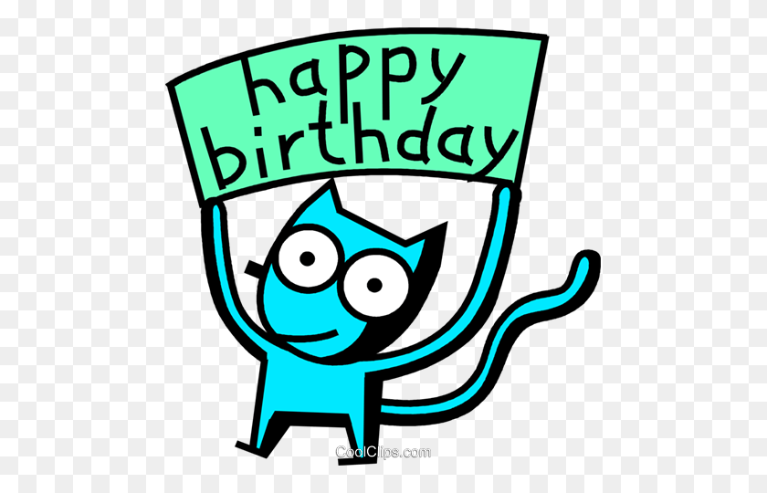 477x480 Happy Birthday Cat Royalty Free Vector Clip Art Illustration - Cat Birthday Clipart