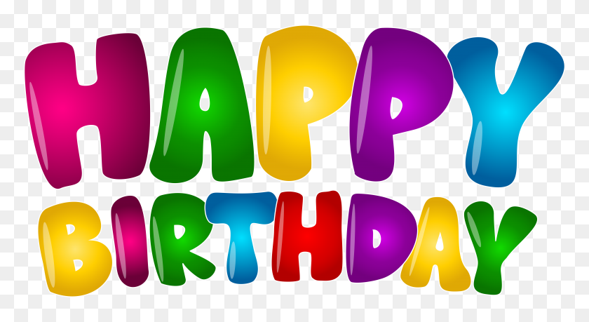 8000x4102 Happy Birthday Colorful Text Png Clip - Text Clipart