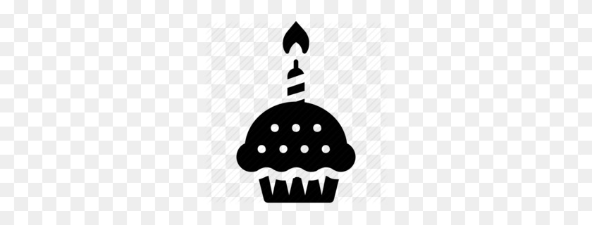 260x260 Happy Birthday Cupcake Clipart - Cupcake Clipart Black And White