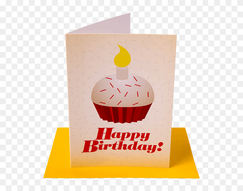 600x600 Happy Birthday Cupcake Greeting Card - Birthday Cupcake PNG