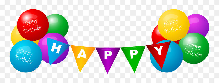 8000x2673 Happy Birthday Deco Balloons Png Clip Art Gallery - Free Clipart Birthday Balloons