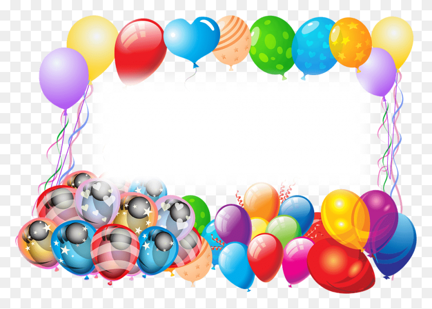 960x667 Happy Birthday Frame With Balloons Transparent Png - Birthday Frame PNG