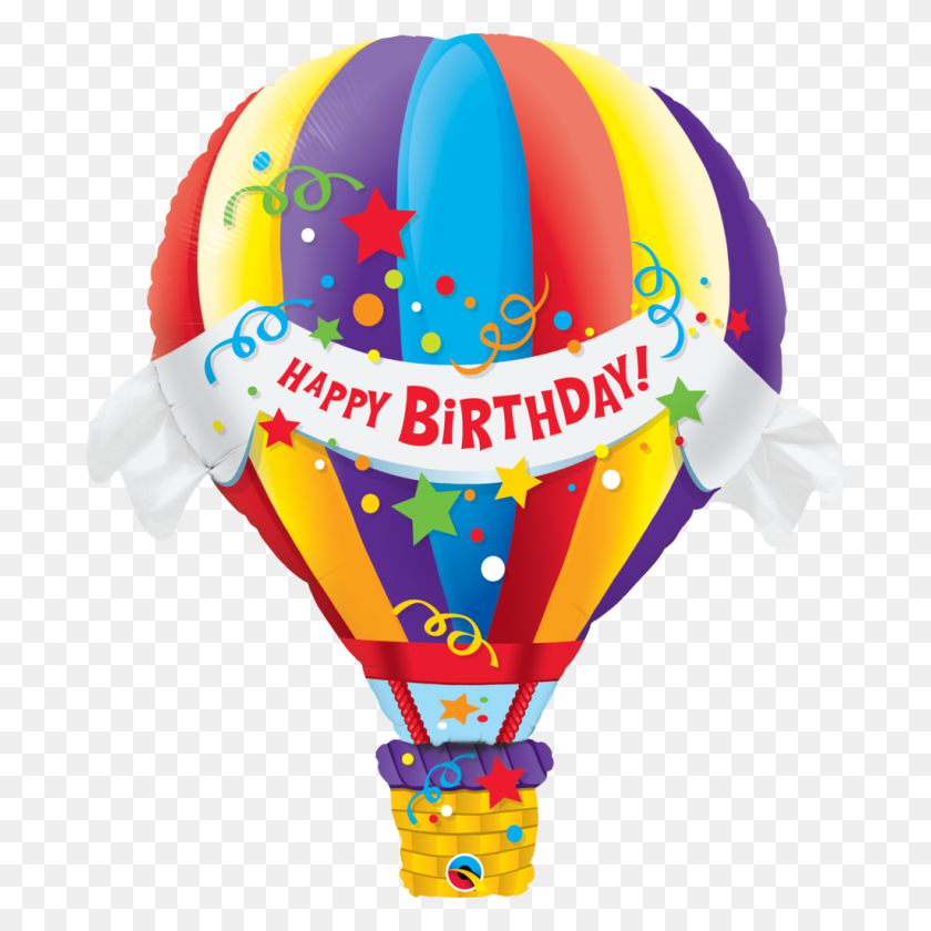 1024x1024 Happy Birthday Hot Air Balloon - Happy Birthday Balloons PNG