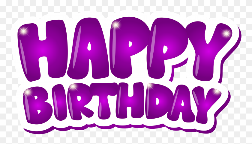 8000x4330 Happy Birthday Purple Clip Art Png - Free Happy Birthday Clipart Graphics